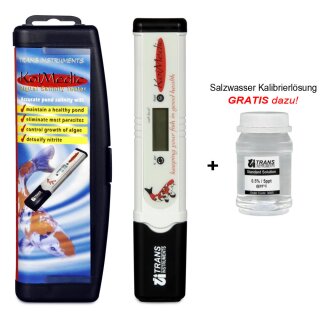 Elektronisches Salz Messgerät inkl. 1x Kalibrierlösung Salzgehalt Tester Wassertest für Teich & Aquarium