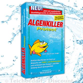 ALGENKILLER Protect Weitz 150 g für 10 m³ Koi Teich Klar gegen Faden- und Schmier Algen