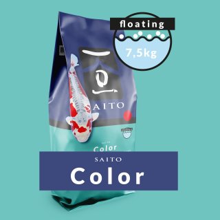 SAITO COLOR - Hochwertiges Koifutter für kräftige Farben 5% Spirulinaalgen - Ø5 mm Futter Pellets schwimmend - 7,5 kg Sack