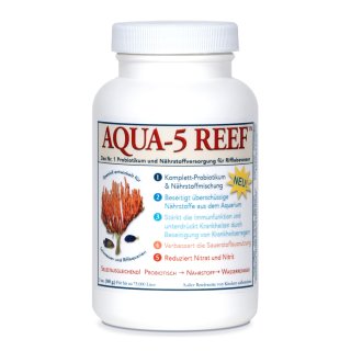 AQUA-5 REEF - Probiotikum Nährstoffversorgung für Rifflebewesen Aquarium Salzwasser Riffaquarium - Inhalt: 280 g