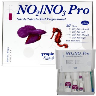 Tropic Marin® NO2 NO3 Pro Nitrit und Nitrat Test Wassertest Tröpfchentest Professional für Meerwasser Aquarium - 50 Tests