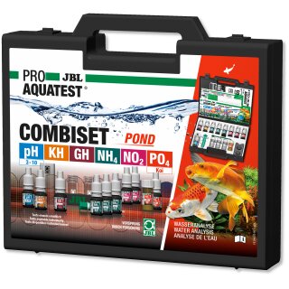 JBL PROAQUATEST COMBISET POND - Koffer mit 6 fach Teich Wasser Analyse Koi - Die wichtigsten Wassertests für Teiche (2407000)