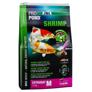 JBL Propond Shrimp Gr. M Alleinfutter schwimmend Leckerbissen Garnelenform Koi Fischfutter Teich - Inhalt: 1 kg (4133300)