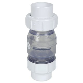 Rückschlagventil Air-Aqua transparent federlos mit Kappe PVC und Kupplung Ø 50 mm 1 1/2 Zoll