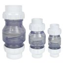 Rückschlagventil Air-Aqua transparent federlos mit Kappe PVC und Kupplung Ø 50 mm 1 1/2 Zoll