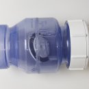 Rückschlagventil Air-Aqua transparent federlos mit Kappe PVC und Kupplung Ø 50 mm 1 1/2 Zoll