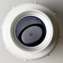 Rückschlagventil Air-Aqua transparent federlos mit Kappe PVC und Kupplung Ø 50 mm 1 1/2 Zoll