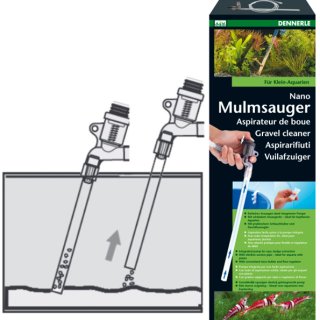 DENNERLE Nano Mulmsauger für Aquariengröße 10 bis 40 L Bodengrund Reinigung Absaugung Pumpe Druchflussbegrenzer Schlauchhalter - 5878