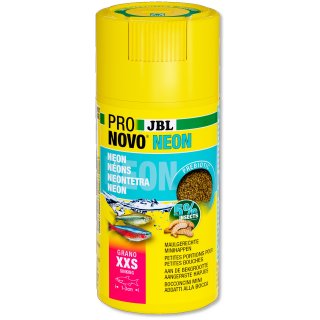JBL PRONOVO NEON GRANO - Aquarium Hauptfutter-Granulat für Neon & andere kleine Salmler von 1-3 cm - Inhalt: 100 ml - Größe XXS