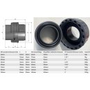 PVC-Kupplung mit 2x Klebeverbindung, schraubbar mit Dichtung - Ø63 mm