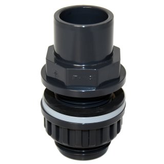 PVC Tankdurchführung Gewinde Fitting Spritzgussfittings Klebemuffe Tankverbindung - Ø 25/32 x 1" (Plimat)