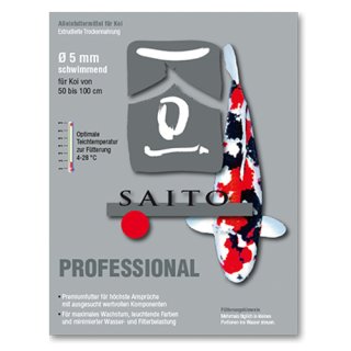 SAITO PROFESSIONAL - Premiumfutter für höchste Ansprüche! Koifutter Fischfutter schwimmend Ø5 mm - 15 kg Sack (2x 7,5 kg Sack)