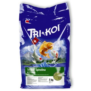 Tri Koi® Spirulina 4,5 mm Koifutter - Für optimale Farbe - Menge: 5 kg