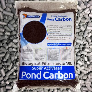 Aktivkohle 10 Liter Superfish Hochaktive Filterkohle mit Filtermedienbeutel grün Koi Teich Aquarium Pond Filter Kohle